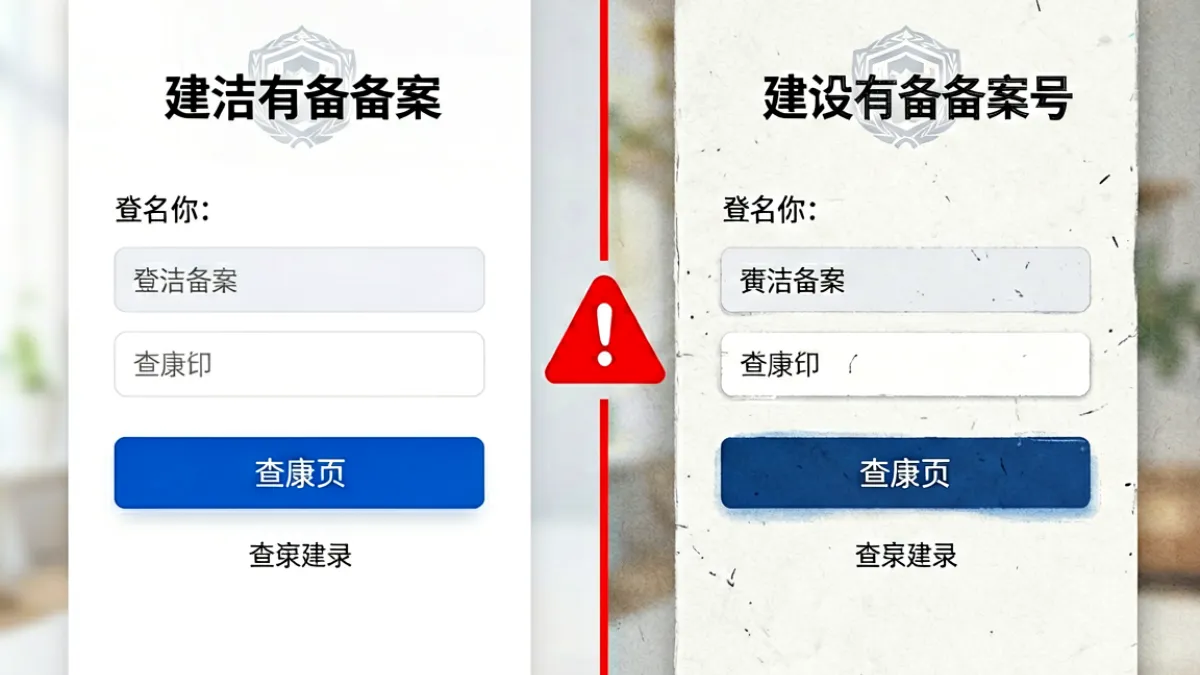 对比真假蘑菇视频官网页面，左侧为正版官网登录界面，右侧为仿冒站样式差异展示